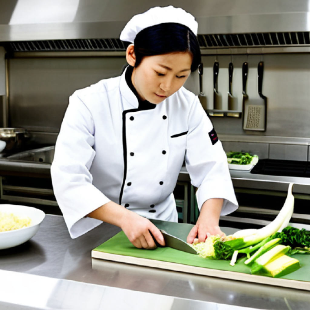 일식조리 기능사 필기시험 합격률 분석 - Culinary School Scene**

"A bright and modern culinary school kitchen. A focused student in a chef's...