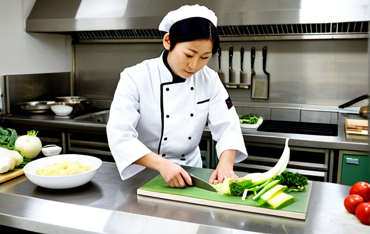 일식조리 기능사 필기시험 합격률 분석 - Culinary School Scene**

"A bright and modern culinary school kitchen. A focused student in a chef's...